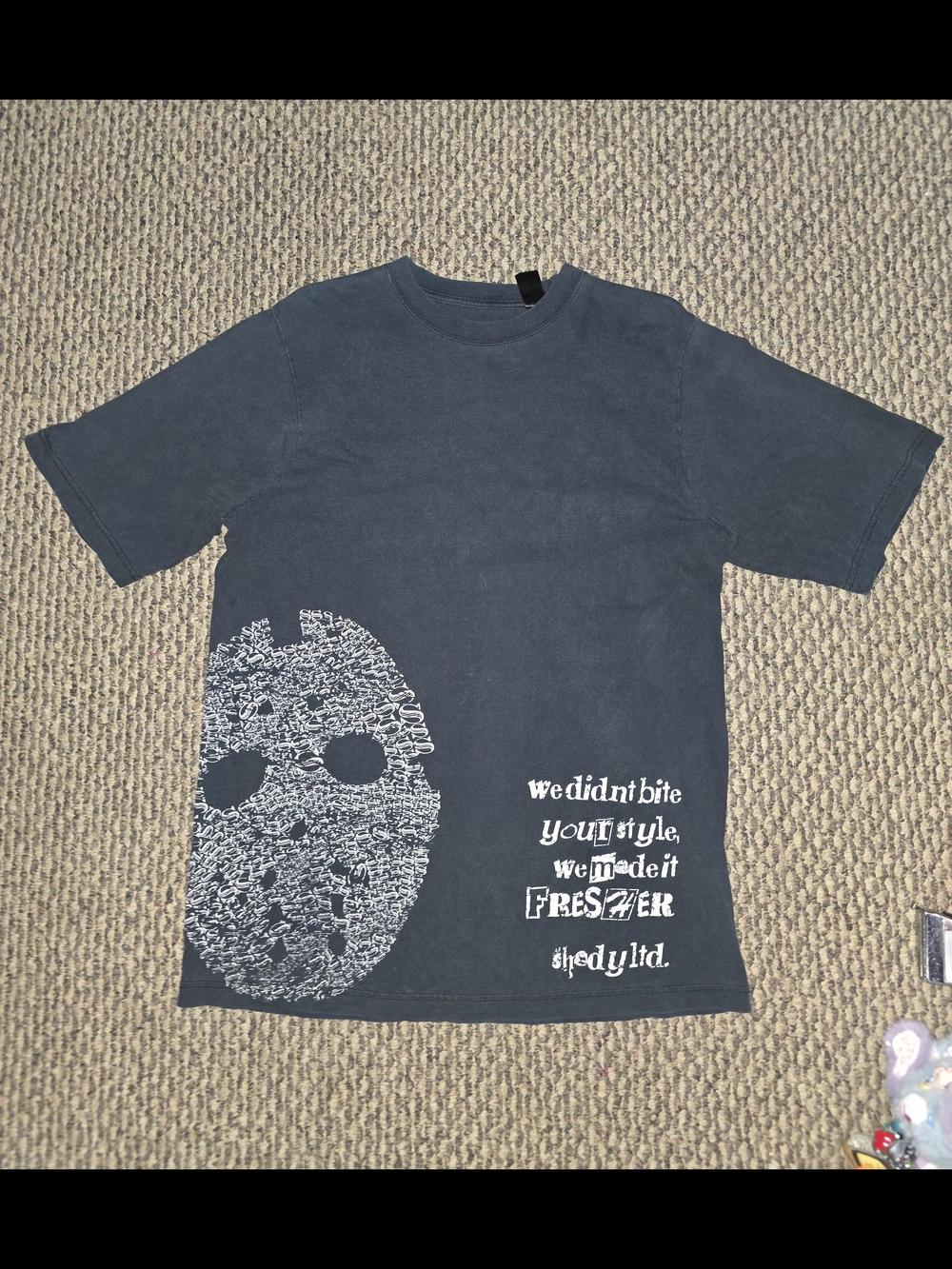 Shady Black Graphic Tee with Mask Print